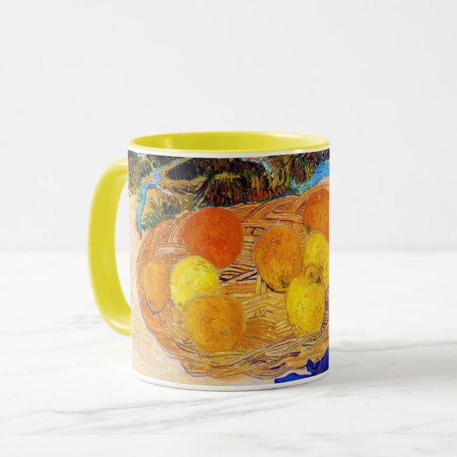Caneca Laranjas e limões com luvas azuis, Van Gogh (Frente Esquerda)