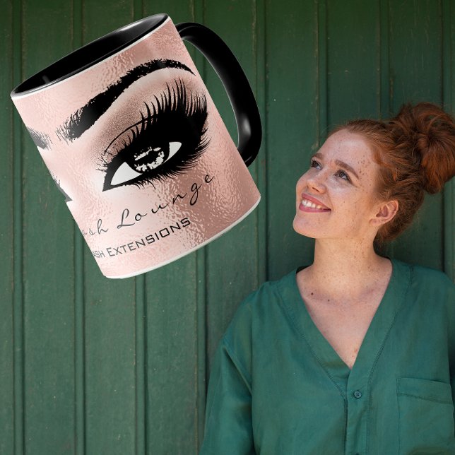 Caneca Lash Extension Eye Makeup Artist Studio Rosa (Lash Extension Eye Makeup Artist Studio Rose Gold Mug)