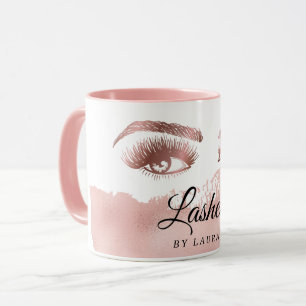Caneca Lashes Makeup Artista Rosa Dourado Mascara Brows