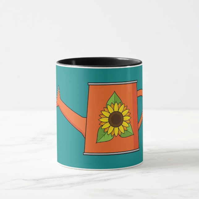 Caneca Lata de Água Laranja com Girassol (Centro)