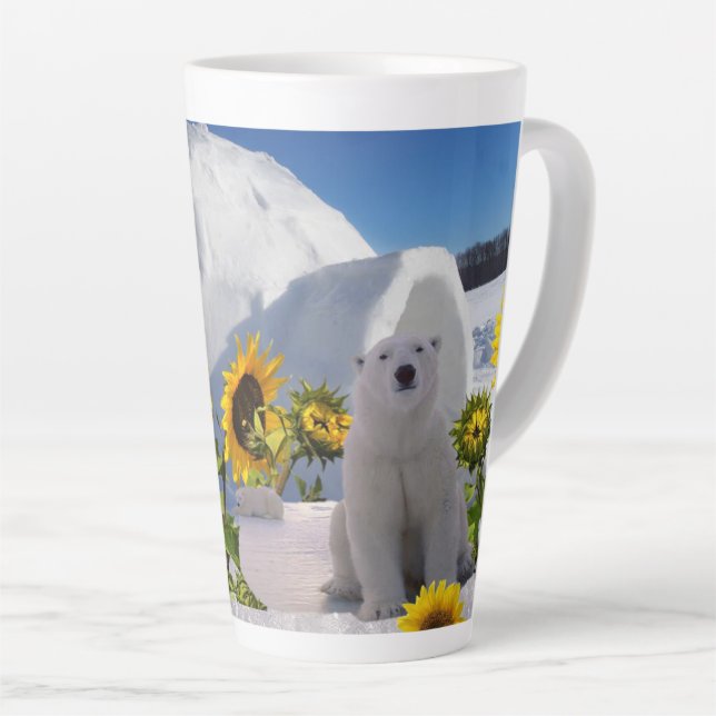 Caneca Latina de Urso Polar de Girassol (Ângulo direito)