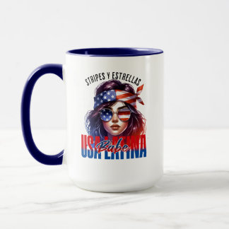 Caneca Latina Feminina Dia da Independência do 4 de Julho