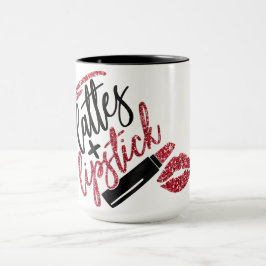 Caneca Lattes e vermelho do brilho do falso do batom