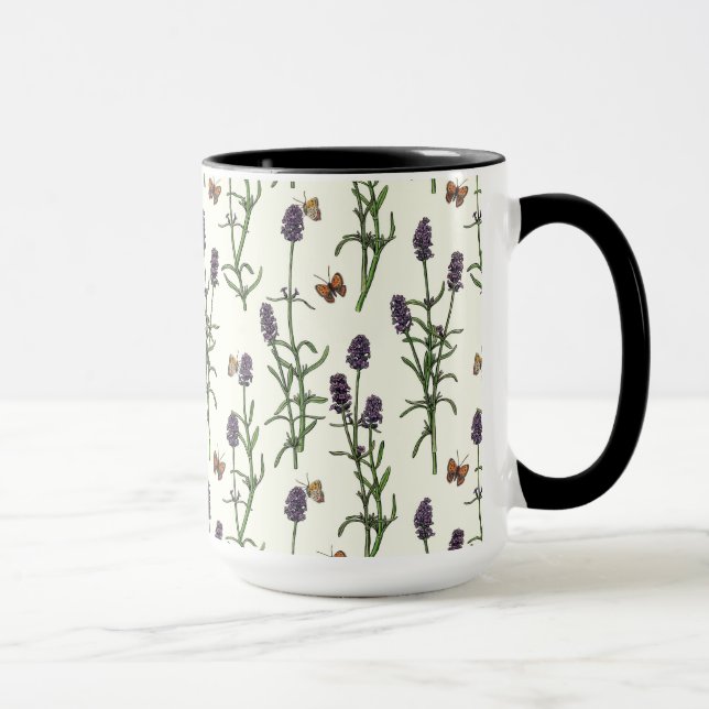 Caneca Lavanda e borboletas esbranquiçadas (Direita)