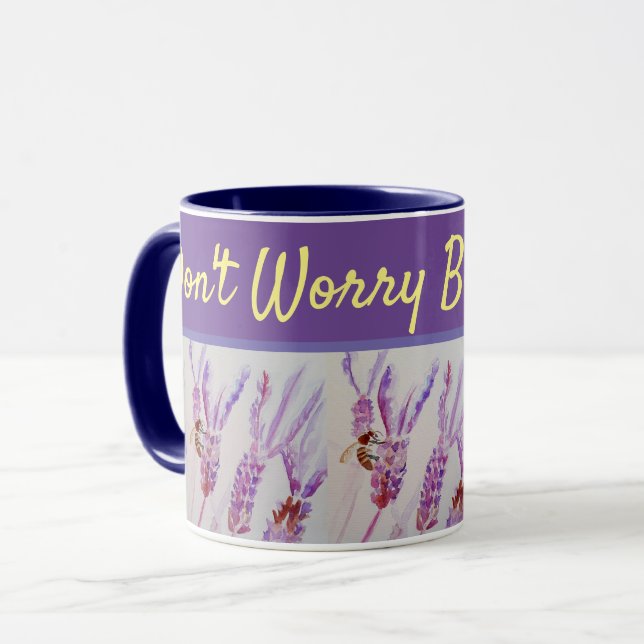 Caneca Lavanda Flor não se preocupe Bee Purple Mug (Frente Esquerda)