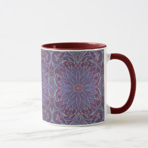 Caneca "Lavanda lotus" padrão floral boêmio