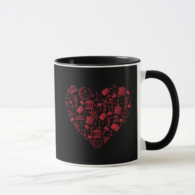 Caneca Lawyer Red Heart - Love Law Grunge Art (Direita)