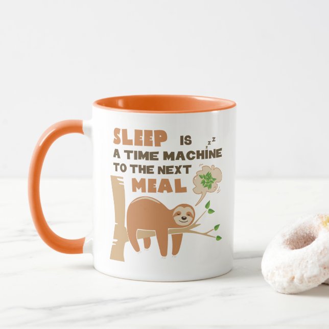 Caneca Lazybone Sloth que adora comer e deliciosa comida (Com Donut)