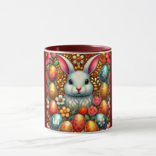 Caneca LEA ~ Ovos do BUNNY mais Lento Flores ~ Mug (Centro)