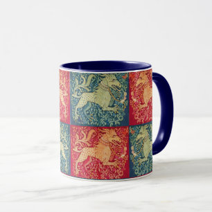 Caneca Leão BESTIÁRIO MEDIEVAL Como Besta Vermelha Azul