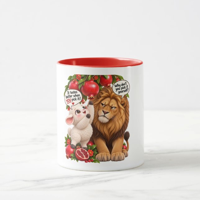 Caneca Leão & Cordeiro Fofos (Centro)