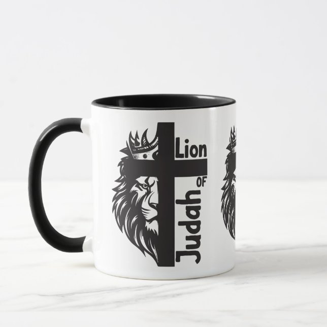 Caneca Leão de Judah Bold Half Lion Half Cross Christian (Esquerda)