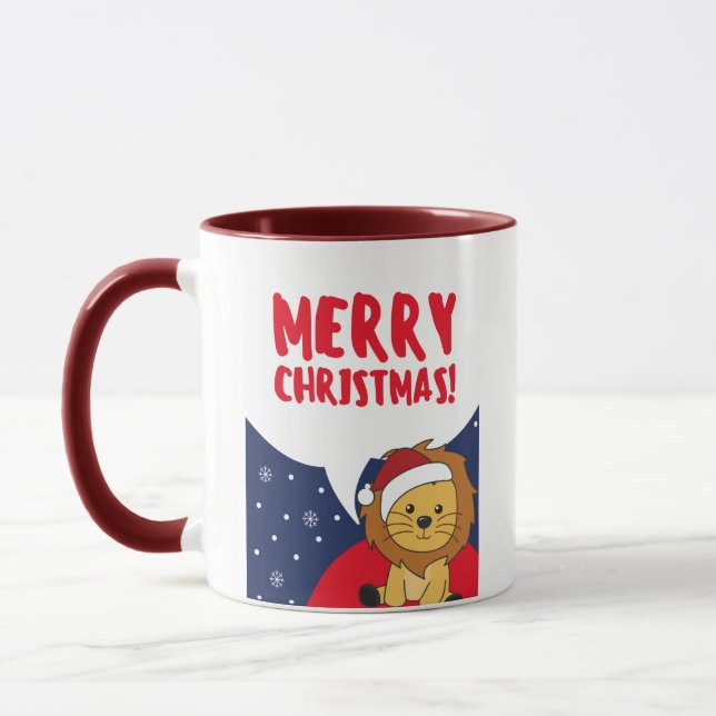 Caneca Leão de Natal Neve Animais de inverno Leões (Esquerda)