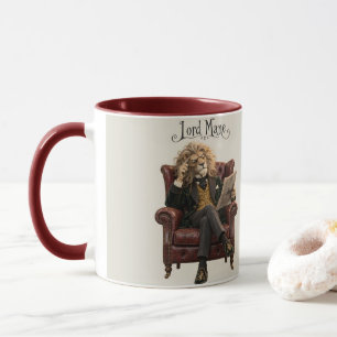 Caneca Leão em uma Poltrona de Couro