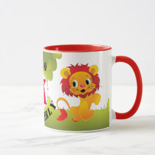 Caneca Leão LEO Fofo Monograma Personalizado & Nome