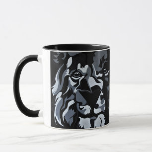 Caneca Leão preto e branco