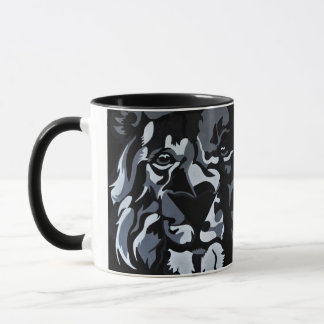 Caneca Leão preto e branco