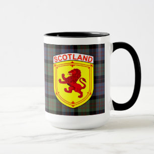 Caneca Leão Rampante Vermelho da Escócia, xadrez tartã Ma