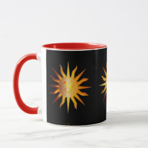 Caneca Leão Sol Signo do Fogo Mês de Nascimento Vermelho 