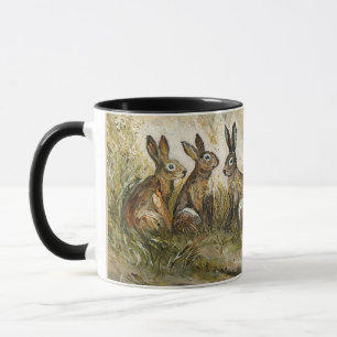 Caneca Lebre do Prado de Penugem Celestial Família de Coe