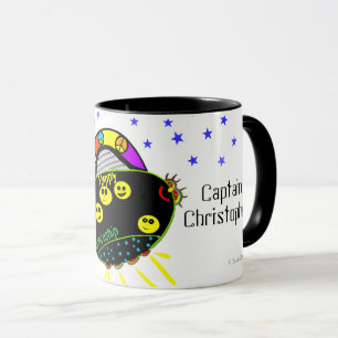 Caneca Legal e feliz nave espacial personalize o nome