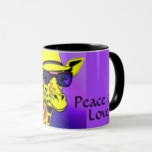 Caneca Legal Girafa Óculos escuros Paz e amor