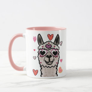 Caneca Legal Llama com óculos cardíacos