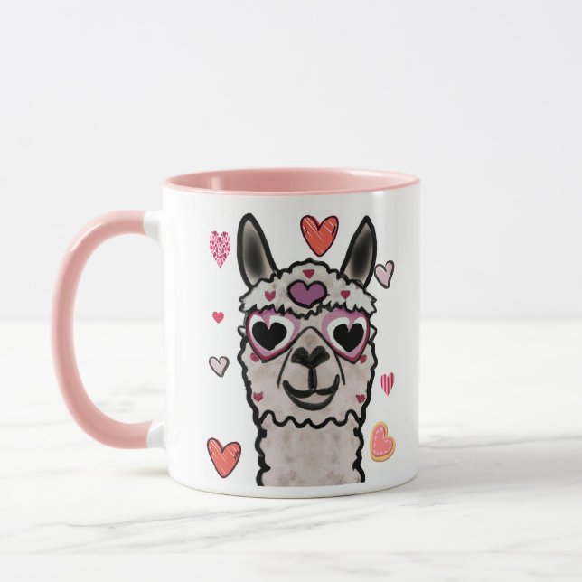 Caneca Legal Llama com óculos cardíacos (Esquerda)