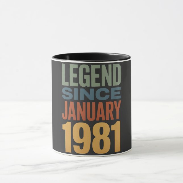 Caneca Legend Since January 1981 Retro Birthday Classic (Centro)