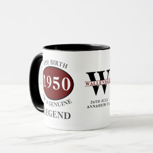 Caneca Legenda do Monograma Elegante de Aniversário Perso