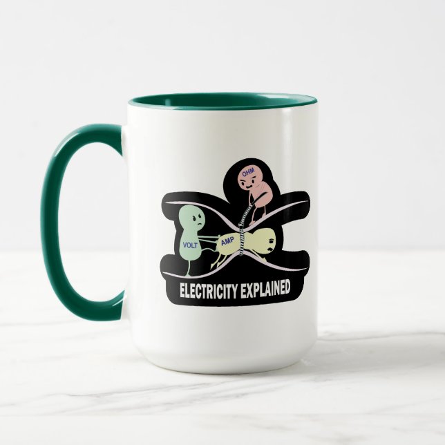 Caneca Lei de Ohm engraçada explicada para estudantes (Esquerda)