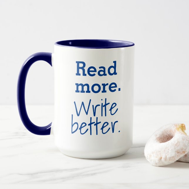 Caneca Leia mais. Escreva melhor. (Com Donut)