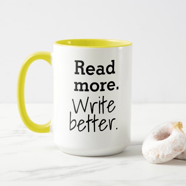 Caneca Leia mais. Escreva melhor. (Com Donut)