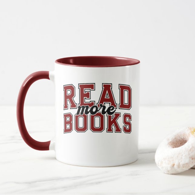 Caneca Leia Mais Livros Maroon Varsity Leitores Livresco (Com Donut)