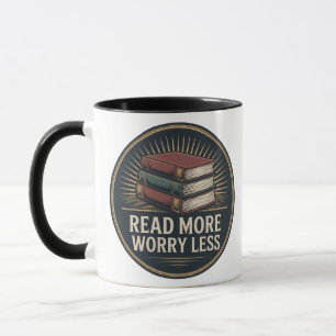 Caneca Leia Mais Preocupada Menos Vintage Book Lover