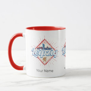 Caneca Leipzig Alemanha Saxónia Retro Skyline Vintage