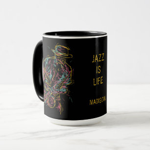 Caneca Leitor de Jazz Colorido com Nome Personalizado