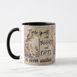 Caneca Leitura de livros com Gatos-Cute: Amante de os ani