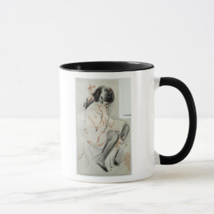Caneca Leitura de Paulette que senta-se em seu cão de