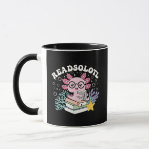 Caneca Leitura Fofa Axolote Readsolotl Café Pun