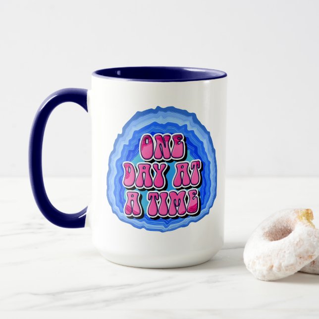 Caneca Lema de Recuperação de Um Dia por Vez Geodo 12 Pas (Com Donut)