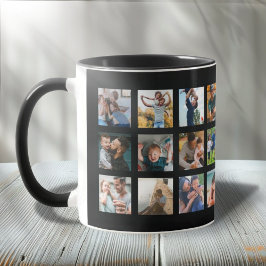 Caneca Lembrança Colagem de Fotos Quadradas Tendência 24