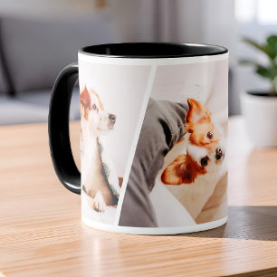 Caneca Lembrança Minimalista de 1 ou 3 Fotos de Animais d