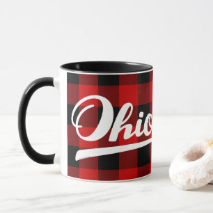 Caneca Lembrança vermelha do teste padrão da verificaç
