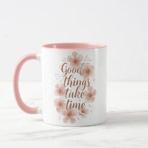 Caneca Lembrete Suave com Flores Delicadas