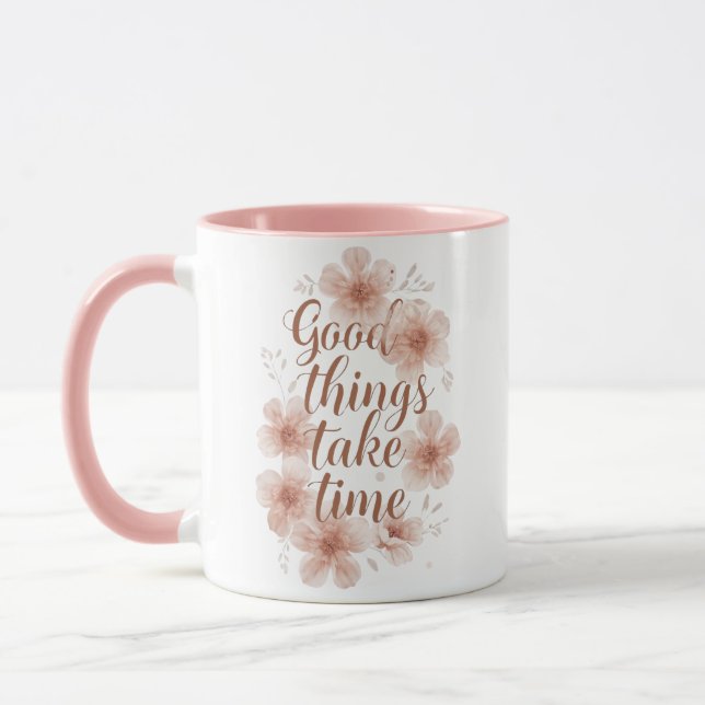Caneca Lembrete Suave com Flores Delicadas (Esquerda)