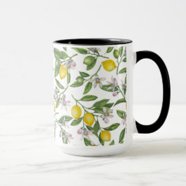 Caneca Lemon branches with blossoms and fruit on white