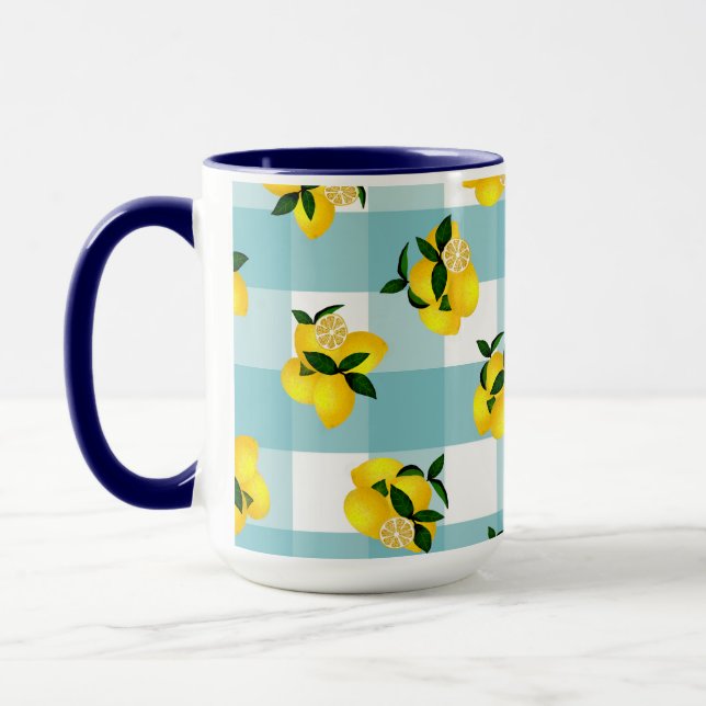 Caneca Lemon Chic Blue Gingham (Esquerda)