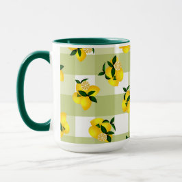 Caneca Lemon Chic Green Gingham