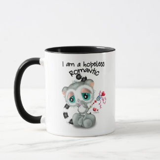 Caneca Lêmure adorável romântico sem esperança - desenho